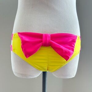 Sexy Pink and Yellow Bow Bikini Bottom size small